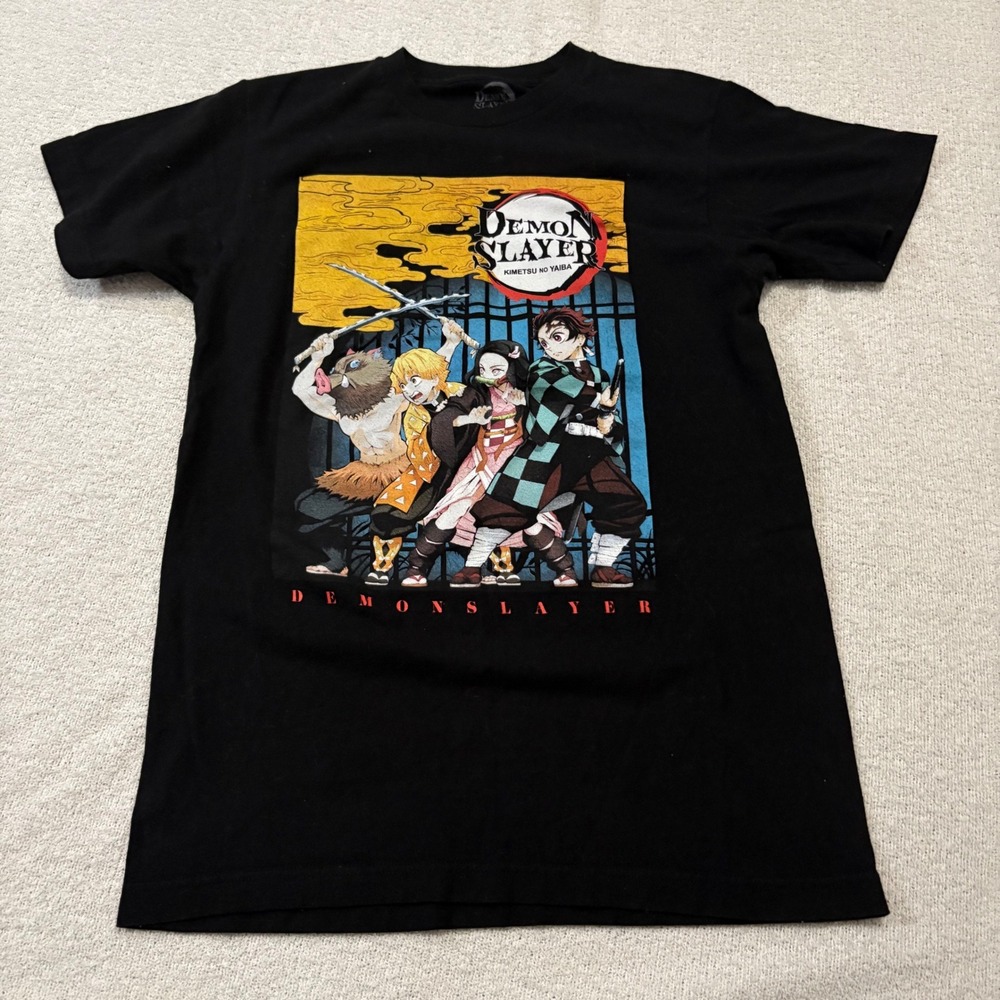 Demon Slayer Anime Graphic Print Crew Neck Short Sleeve T-Shirt Small